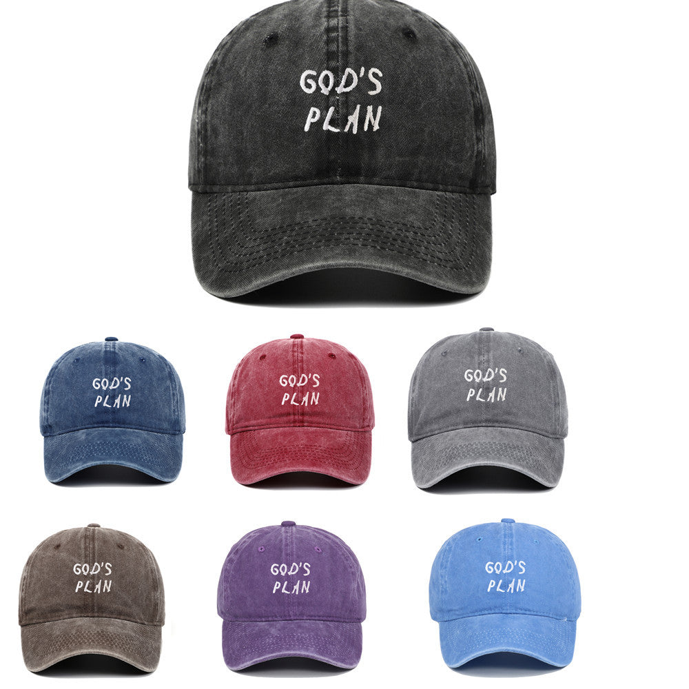 GODS PLAN Embroidered Baseball Cap Pure Cotton Washed